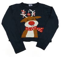 Tmavomodrý crop svetr se sobem Hip&Hopps