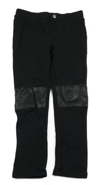 Černé tregíny s koženkovými koleny H&M