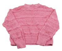 Růžový crop svetr s dirkovaným vzorem H&M