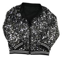 Černo-stříbrná flitrová jarní bunda Nutmeg