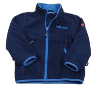 Tmavomodrá fleecová propínací mikina s logem Trollkids