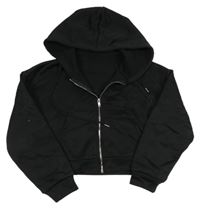 Černá propínací crop mikina s kapucí 