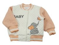 Bílo-růžová prošívaná baseballová mikina se sloníkem 