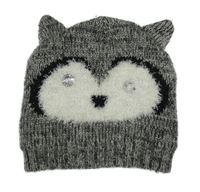 Šedo-bílá pletená čepice - sova M&Co.