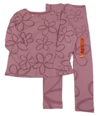 Nové - Růžové pyžamo s kytičkami 