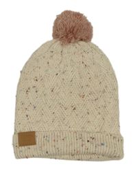 Pudrovo-barevná melírovaná pletená podšitá čepice s bambulí 