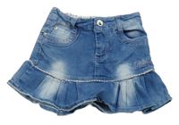 Světlemodrá šisovaná riflová sukně s výšivkou