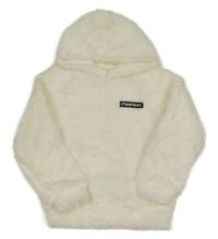 Smetanová chlupatá mikina s nápisem a kapucí Shein