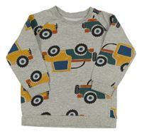 Šedá melírovaná mikina s auty Matalan