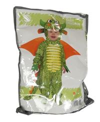 Nové - Kostým - Zeleno-šedá vzorovaná plyšová kombinéza + čepice - drak