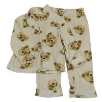 Béžové plyšové pyžamo s medvídky 