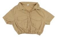 Béžová plátěná crop košilová bunda Shein 