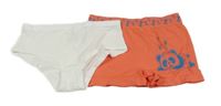 2x Korálové nohavičkové + bílé kalhotky 