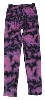 Fialovo-růžové vzorované sportovní legíny 