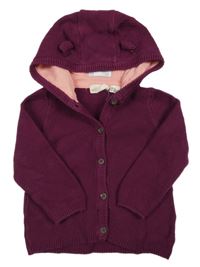 Vínový propínací svetr s kapucí Lupilu