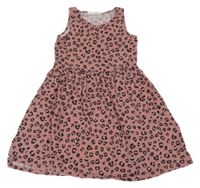 Starorůžovo-černé vzorované bavlněné šaty H&M