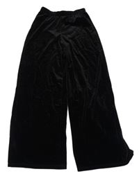 Černé sametové wide leg kalhoty H&M