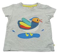Světlešedé melírované tričko s ptáčkem Frugi