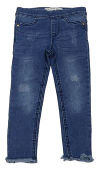 Modré riflové džegíny oušoupaného vzhledu zn. Denim Co.