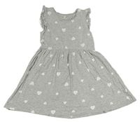 Šedé melírované šaty s bílými srdíčky a volánky H&M