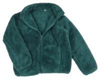 Tmavozelená chlupatá bunda Uniqlo