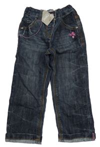 Nové - tmavomodré rifle s květy Next