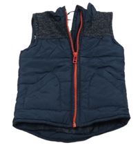 Tmavomodro-melírovaná prošívaná šusťáková zateplená vesta early days