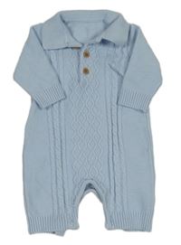 Světlemodrý vzorovaný úpletový overal s límečkem little nutmeg