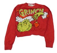 Červený vánoční crop svetr s Grinchem H&M