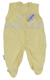 Nové - světležluté dupačky s mašličkami a kanýrkem