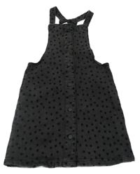 Černošedé puntíkaté riflové propínací šaty HEMA