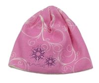 Růžová vzorovaná pletená čepice s vločkami raiski