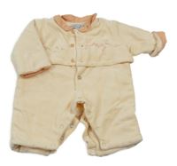 Meruňková sametová zateplená kombinéza s kytičkami a límečkem NATALYS bébé