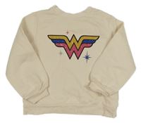 Smetanová mikina s logem z kamínků - Wonder Woman H&M