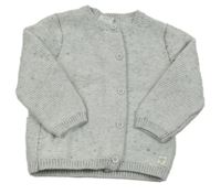 Světlešedý melírovaný vlněný propínací svetr CARRÉMENT BEAU 