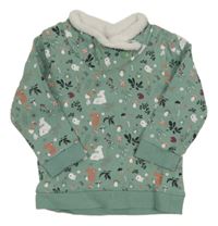 Olivová mikina se zvířátky a muchomůrkami a žaludy Topomini