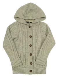 Světlešedý melírovaný vzorovaný propínací svetr s kapucí George