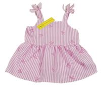 Nové - růžovo-bílý pruhovaný halenkový top s mašličkami SHEIN