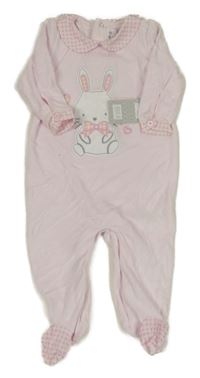 Nové - světlerůžový sametový overal se zajíčkem a srdíčky a límečkem Rock-a-Bye Baby