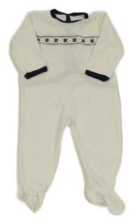 Bílo-tmavomodrý sametový overal s vločkami PETIT BATEAU