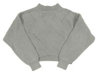 Šedý melírovaný žebrovaný crop svetr s perforovaným vzorem H&M