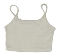 Bílý žebrovaný úpletový crop top SHEIN