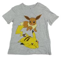 Šedé melírované tričko s pokémony H&M