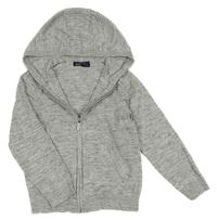 Šedo-bílo-černý melírovaný propínací svetr s kapucí Next