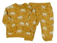 2Set - Okrová mikina se sloníky a palmami + tepláky John Lewis