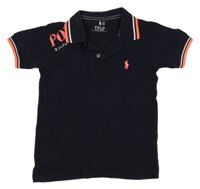 Tmavomodro-křiklavě korálové polo tričko s logem RALPH LAUREN 