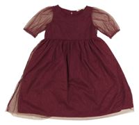 Tmavovínové třpytivé tylové šaty H&M
