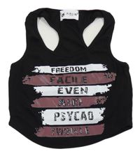 Černý crop top s nápisy 