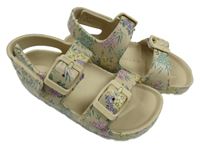 Nové - světlebéžové gumové sandály s kytičkami PRIMARK vel. 27