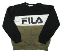 Černo-bílo-khaki mikina s logem FILA